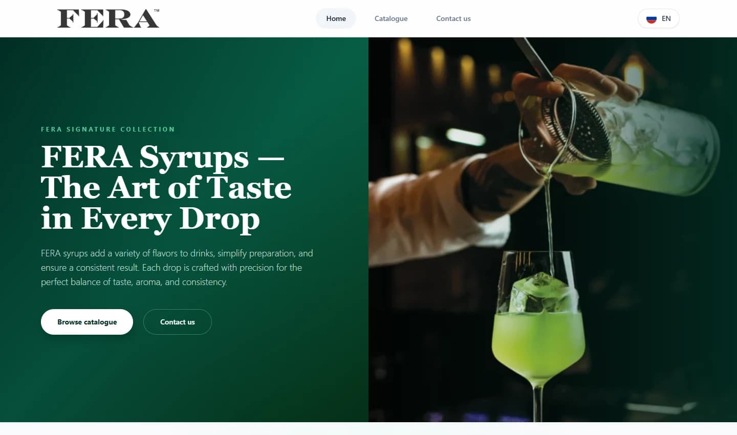 Fera Syrups saytining bosh sahifasi